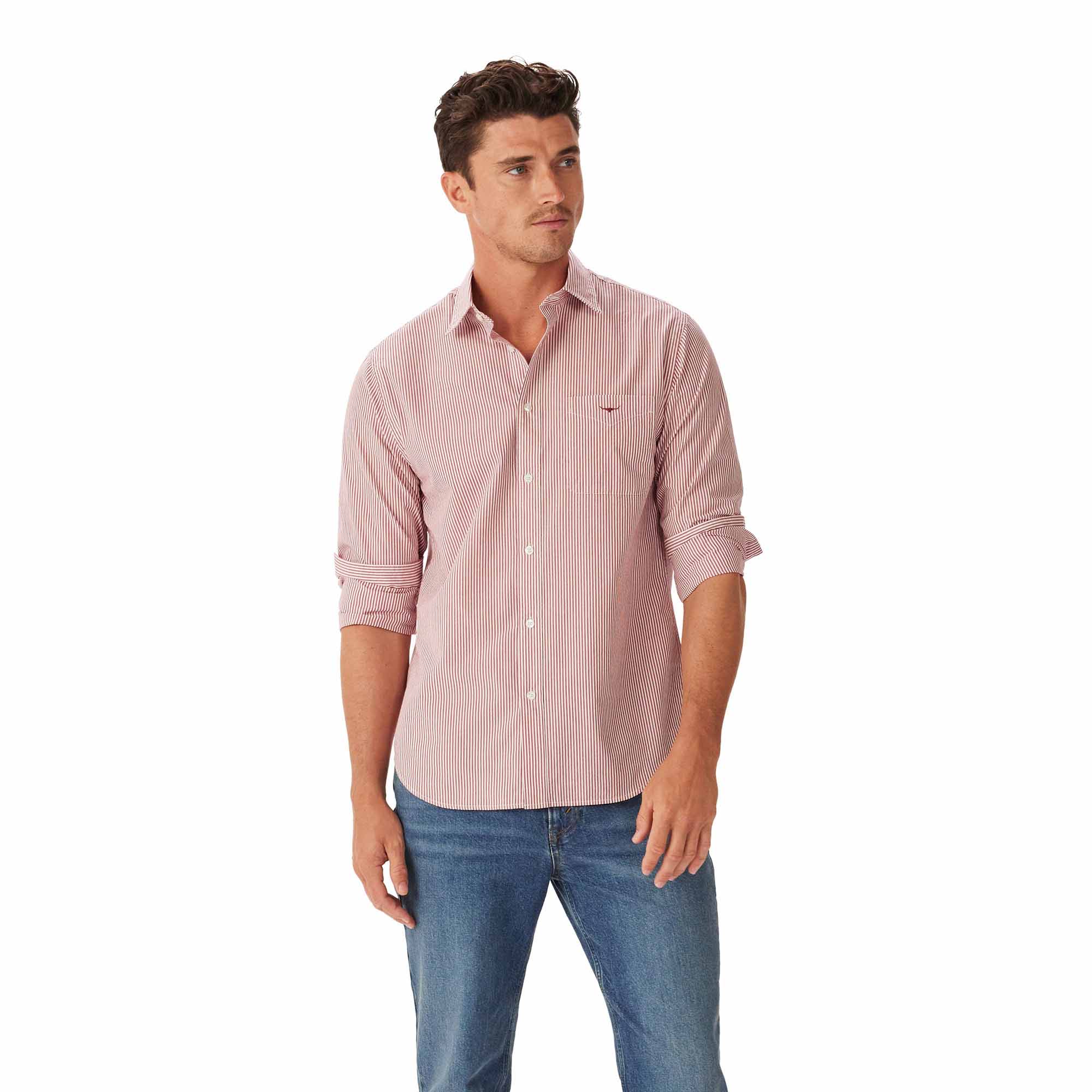 R.M. Williams Regular Poplin Stripe Shirt